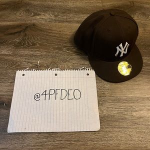 Brown Yankees Fitted Hat